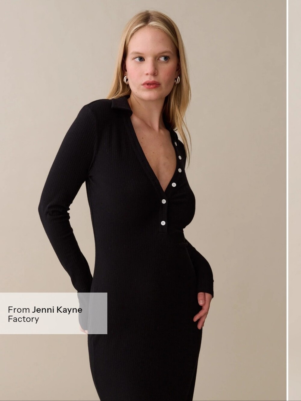 NWT o.p.t Hazel Ribbed Knit Polo Maxi Dress Black XS Jenni Kayne Factory
